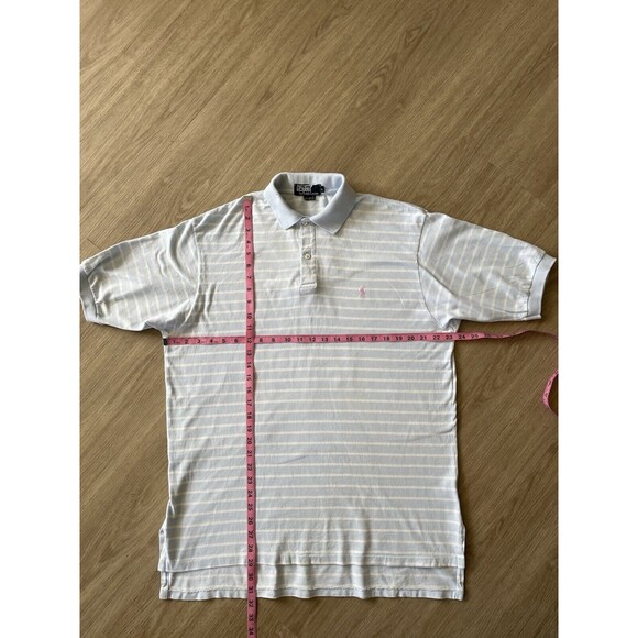 VTG Polo By Ralph Lauren Men’s Polo Short Sleeves Shirt Strip Light Blue Size L - Picture 6 of 6